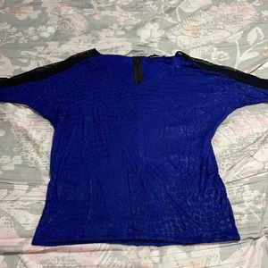 Armani exchange sexy blue top with sheer sleeves